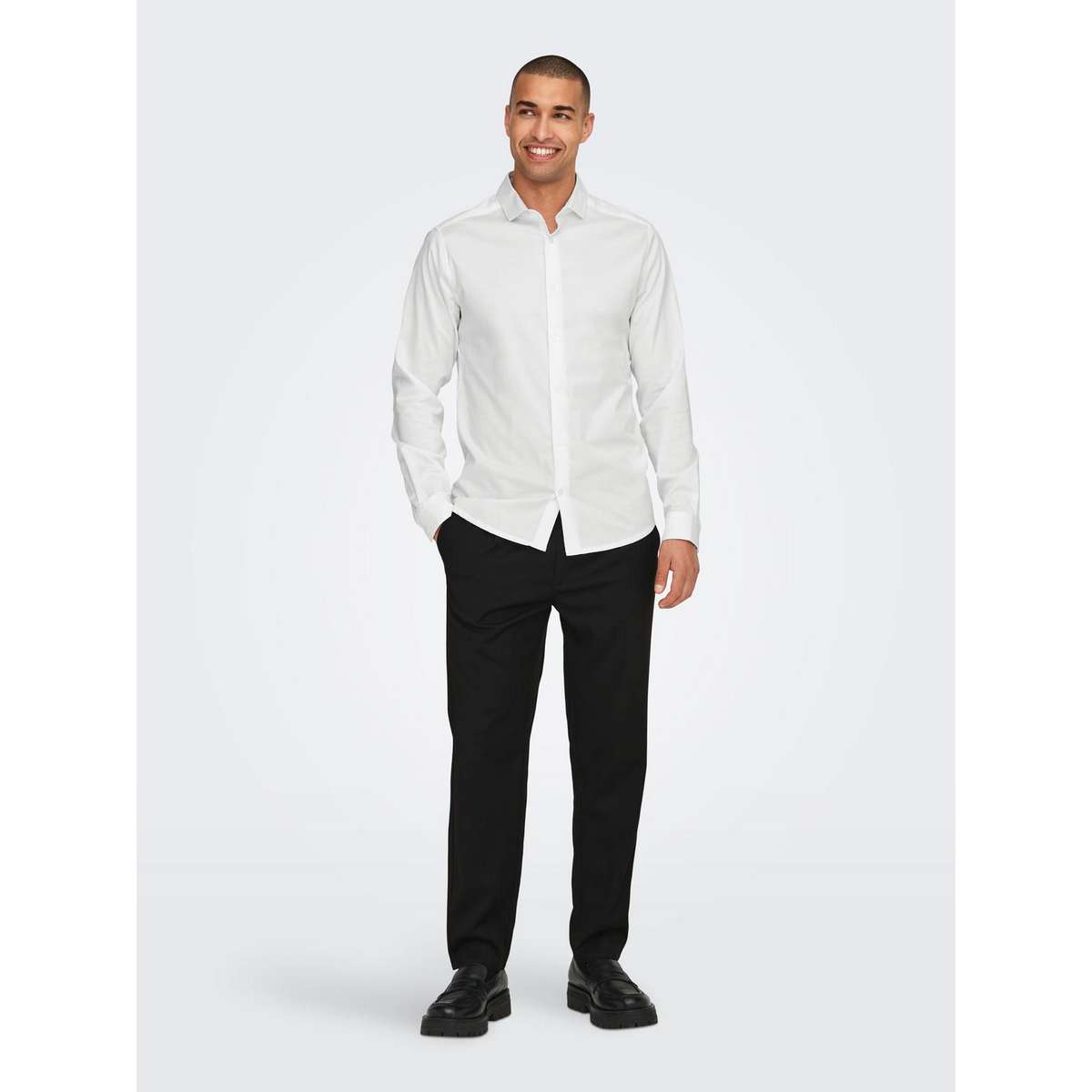 ONLY & SONS MEN΄S JORDAN LIFE COTTON SLIM FIT TWILL LS SHIRT 22029760 WHITE